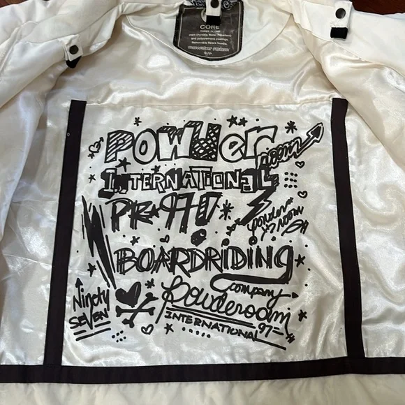 Powder Room Snowboarding Ski Jacket Cream Off White Womens Size Small 3 in 1 - Picture 6 of 14